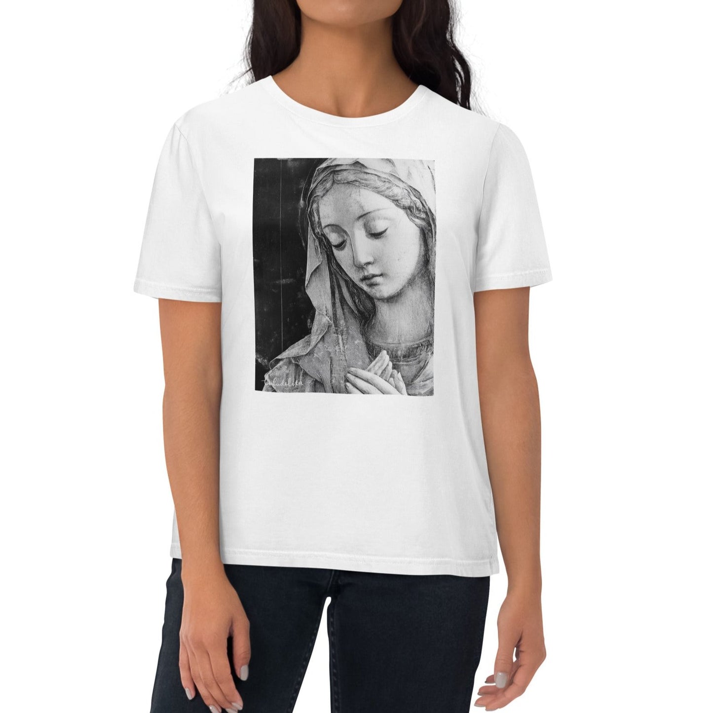 Virgin Mary prints organic white t-shirt